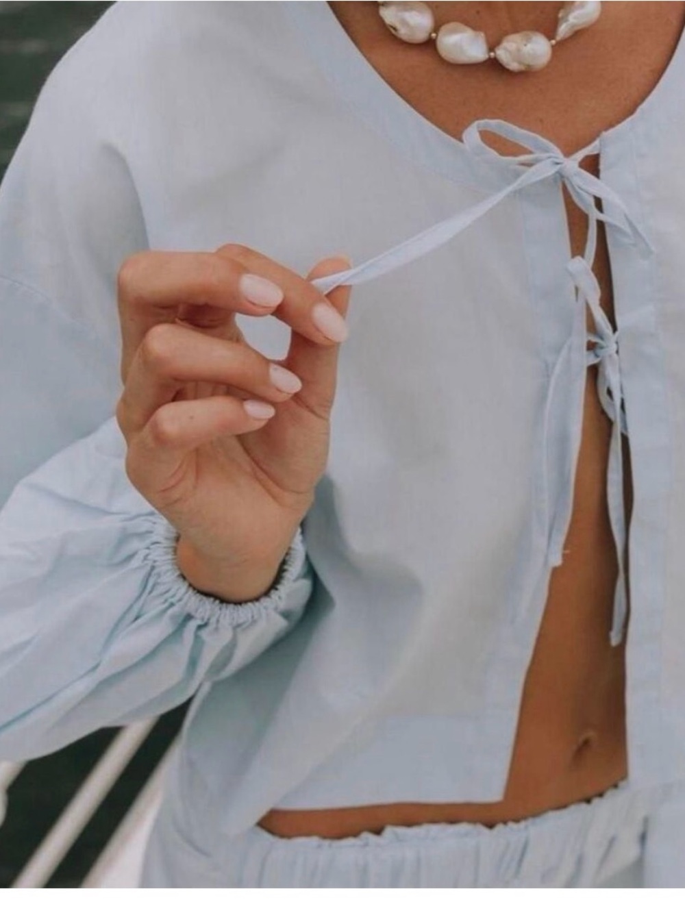 Daily Drills Sky Blue Poplin Tie Top
